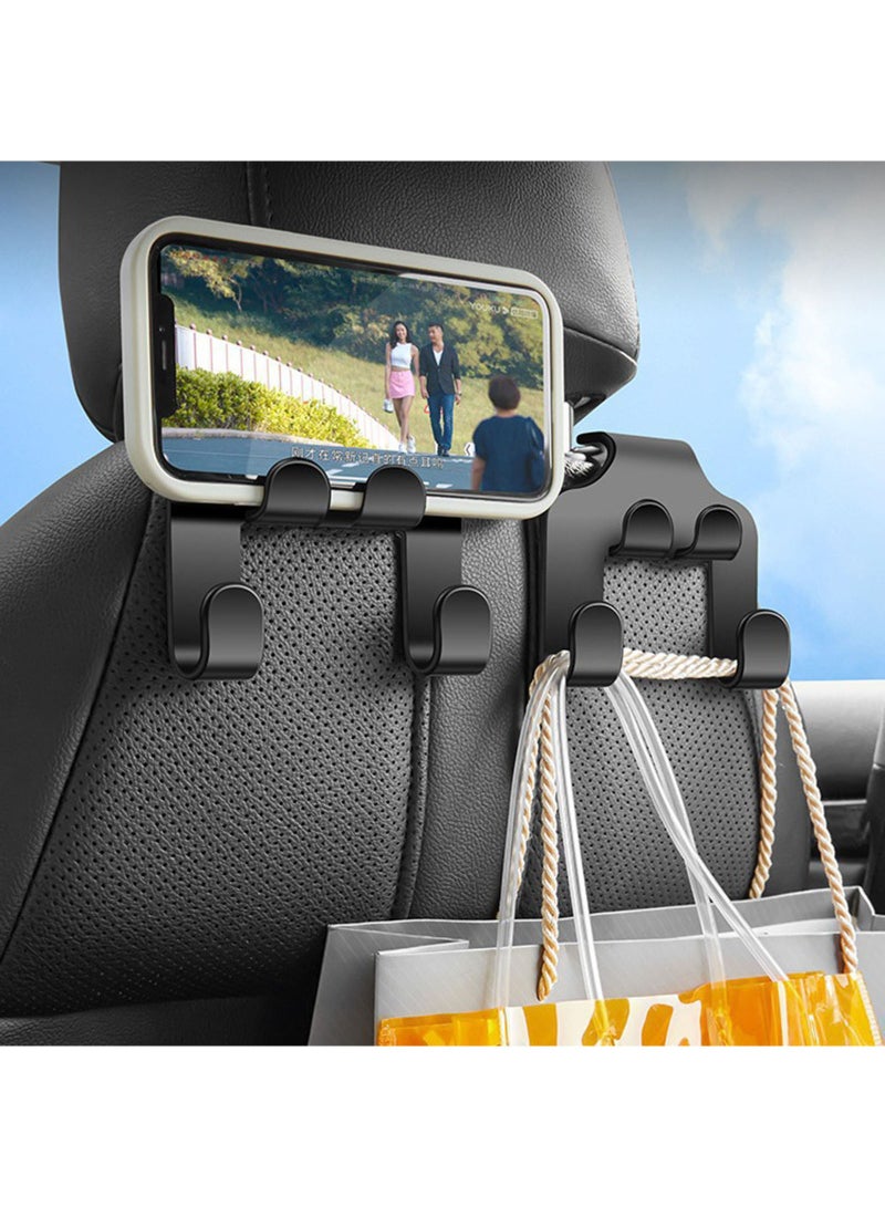 4Pcs Car Seat Headrest Hooks, 4 in 1 Multifunctional Seat Hooks, Upgrade Car Accessories Organizer Hooks, Universal Auto Backseat Hanger for Wallet, Coat, Umbrella, Grocery Bag, Handbag and Phone