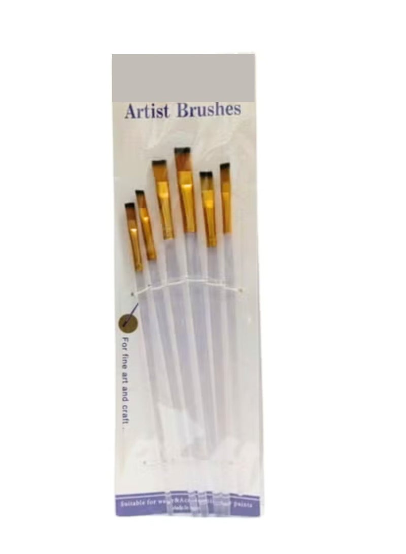 Paint Brushes Set,6 Sizes Nylon Hair Artist Painting Brush Kit for Acrylic, Oil Watercolor, Face Nail Body Art, Miniature Detailing & Rock Painting