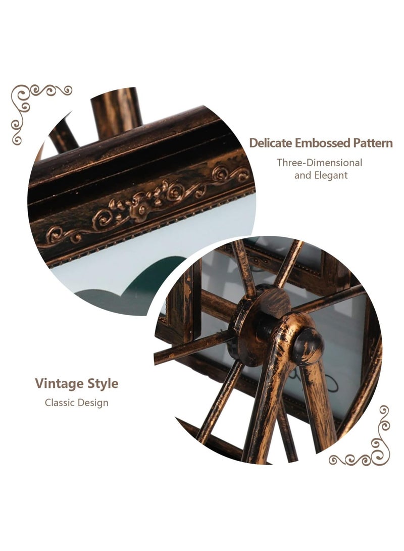 12 Photos Rotating Ferris Wheel Picture Frame, Upgrade Embossed Picture Frames Set, Desktop Vintage Photo Frame 5 inches for Home Decor Wedding Christmas Birthday Gifts  - Image 2