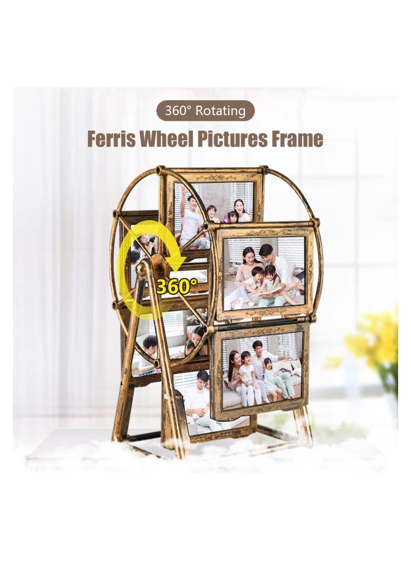 12 Photos Rotating Ferris Wheel Picture Frame, Upgrade Embossed Picture Frames Set, Desktop Vintage Photo Frame 5 inches for Home Decor Wedding Christmas Birthday Gifts  - Image 5