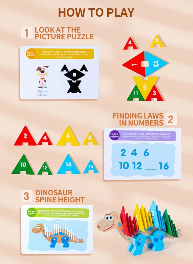 GROIC Find The Row Puzzles, Dinosaur Educational Toys, Early Childhood Education Toys, Find Regular Games, Math Thinking Toys, Color Number Cognition - Image 2