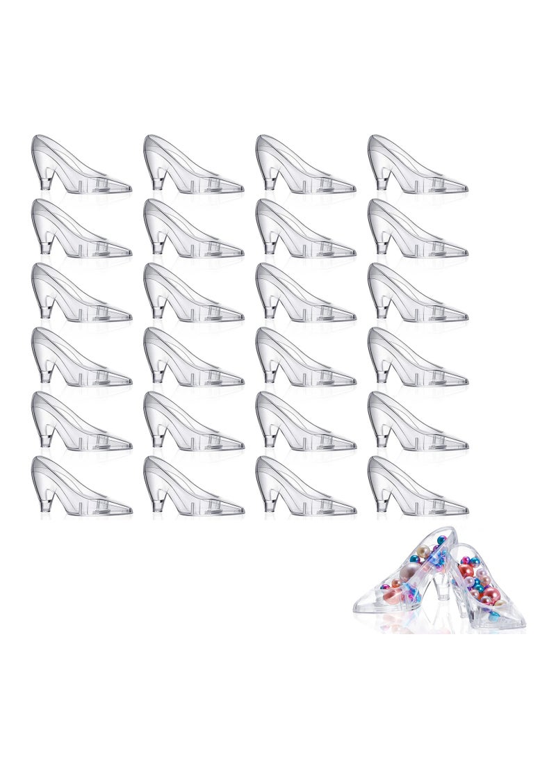 KASTWAVE - Cinderella Glass Slipper, 24PCS Mini Princess Slippers, Plastic High Heel Shoe Glass Slippers, Transparent Crystal Shoe Decoration, Party Candy Supplies, Gift for Wedding Table Serving Decorations - Image 1