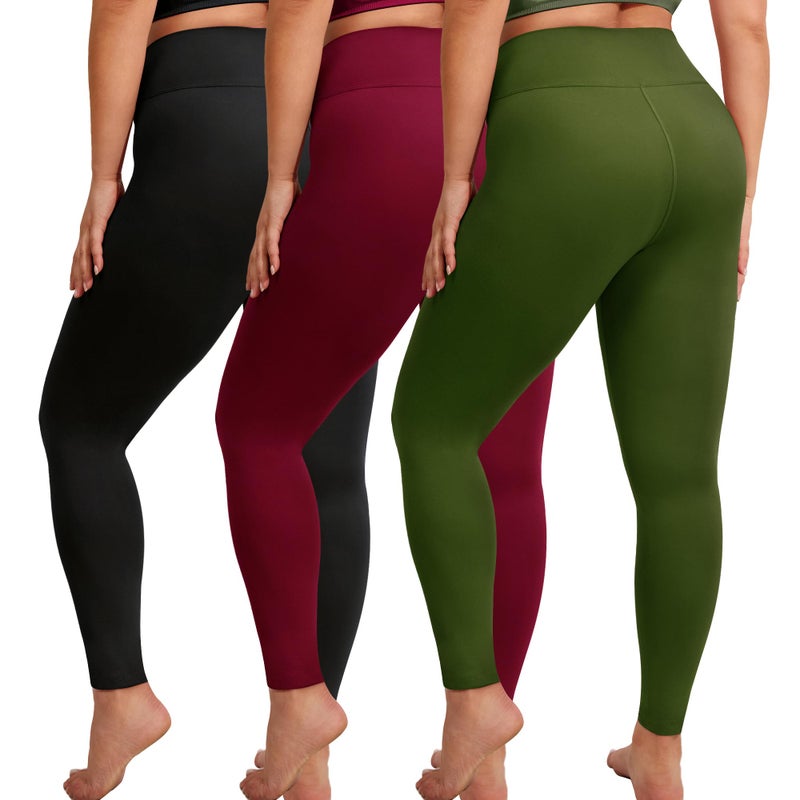 VALANDY Creamlush 3 Pack Plus Size Leggings for Women-High Waisted Soft Stretchy Yoga Pants,L-5XL - Image 1