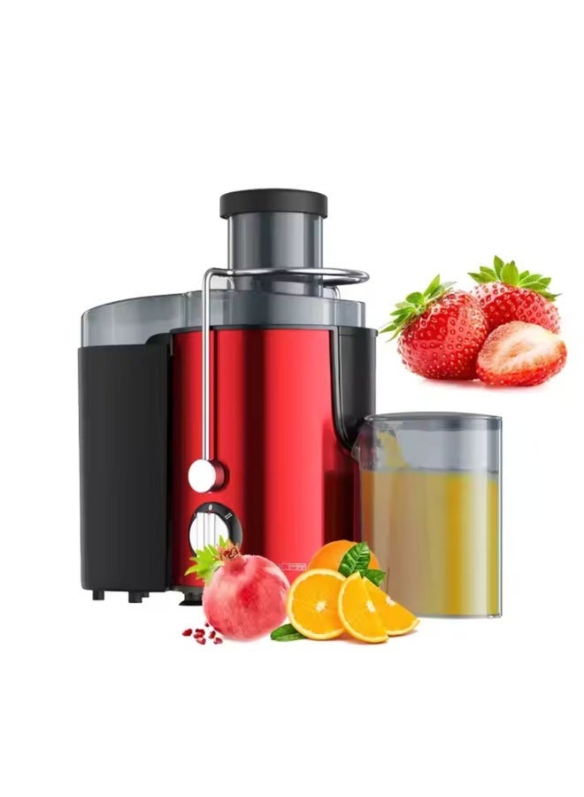 Denx Electric Juicer Machine 800W For Fruits and Vegetables, Powerful Centrifugal Juice Extractor with Wide Mouth Feed Chute, 500ml Capacity, Stainless Steel Filter – Red/Black (Model DX2071) - Image 1