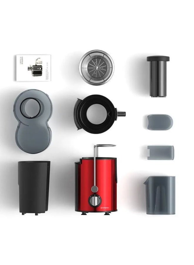 Denx Electric Juicer Machine 800W For Fruits and Vegetables, Powerful Centrifugal Juice Extractor with Wide Mouth Feed Chute, 500ml Capacity, Stainless Steel Filter – Red/Black (Model DX2071) - Image 3