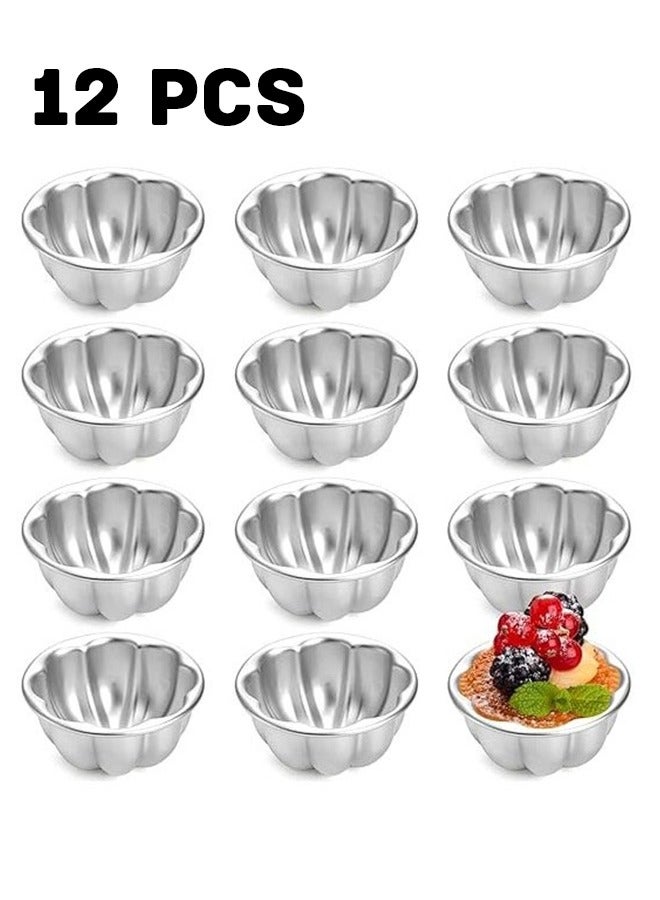 Realfrog MasterGold 9cm Aluminum Reusable Cream Caramel Dessert Serving Molds | Oven Safe | Pudding, Creme Brulee, Custard Cups, Desserts | Jelly Cupcake Muffin Molds (12)  - Image 1