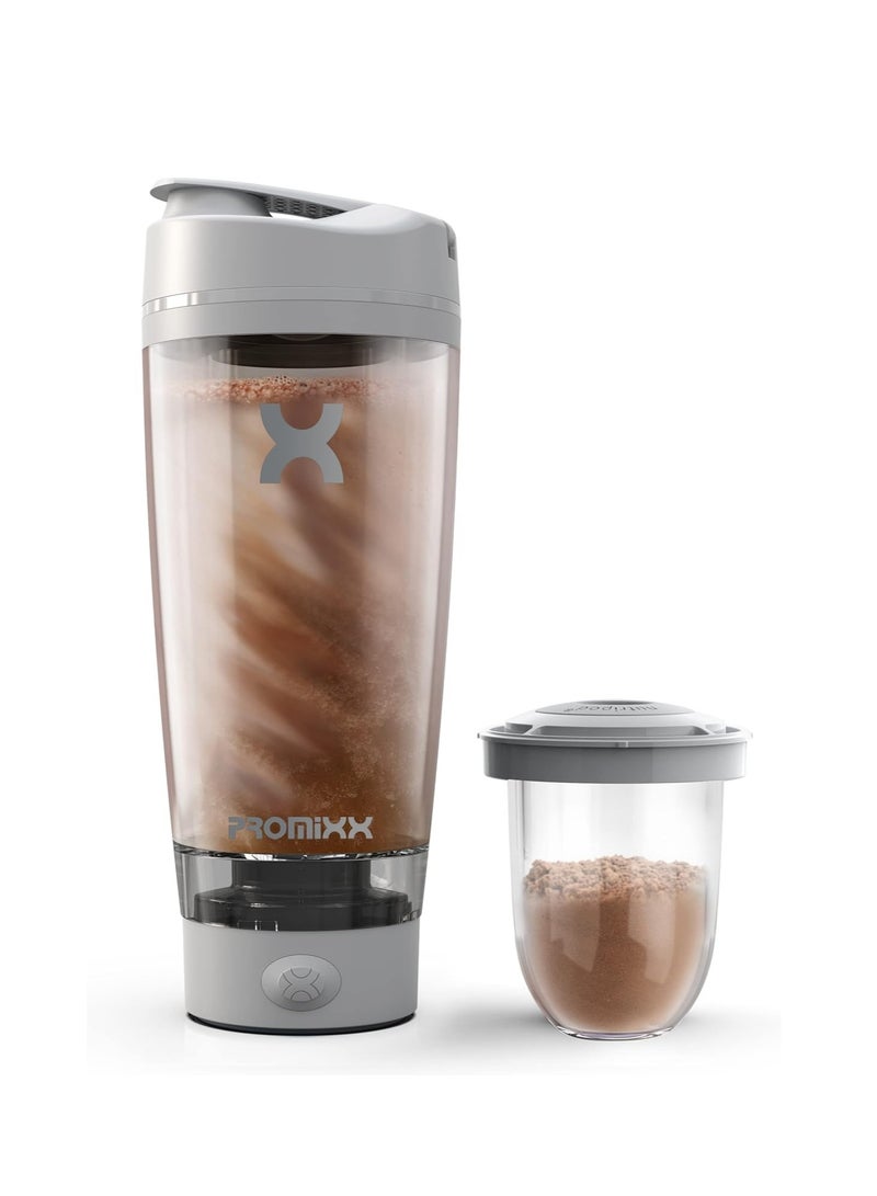 PROMIXX Pro Shaker Bottle | Rechargeable, Powerful For Smooth Protein Shakes | Includes Supplement Storage - Bpa Free | 20Oz Cup (Cool Gray) - Image 1
