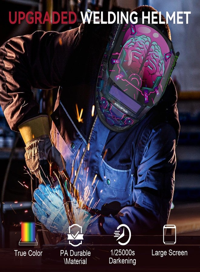 ARCCAPTAIN Welding Helmet Auto Darkening, 1/1/1/1 True Color Welding Hood, 4 Arc Sensor 1/25000s Response Time Solar Powered Weld Hood Helmet HSH-S800 Skeleton Knight - Image 4