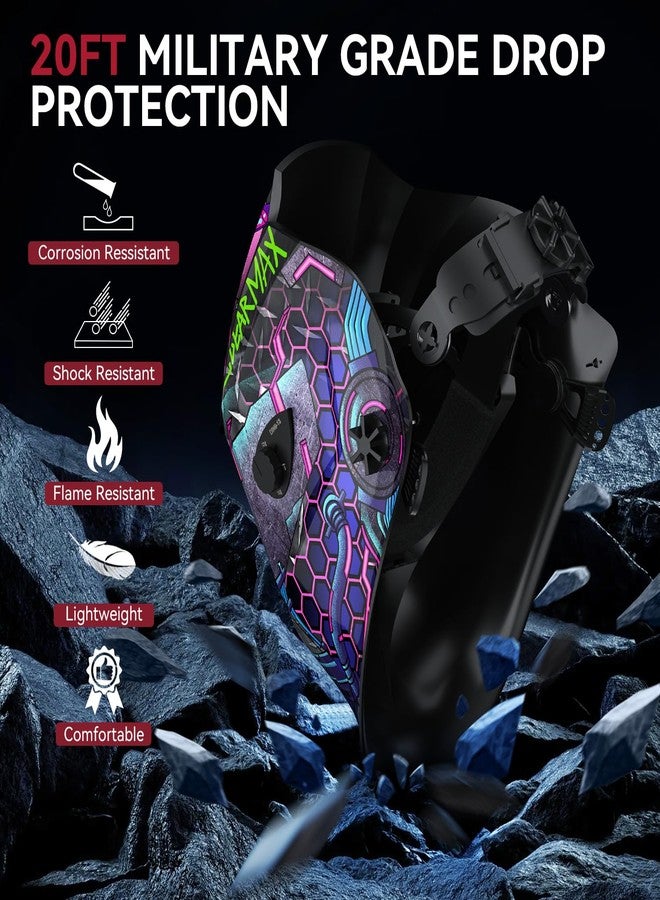 ARCCAPTAIN Welding Helmet Auto Darkening, 1/1/1/1 True Color Welding Hood, 4 Arc Sensor 1/25000s Response Time Solar Powered Weld Hood Helmet HSH-S800 Skeleton Knight - Image 2