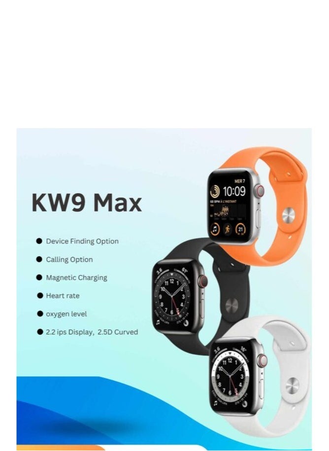 Generic - KW9 MAX Smart watch ,full screen oled Waterproof,Always on display,calling,notification,sport modes,stop watch,play music,calories,voice assistant,1-3 Days Battery-gold - Image 1