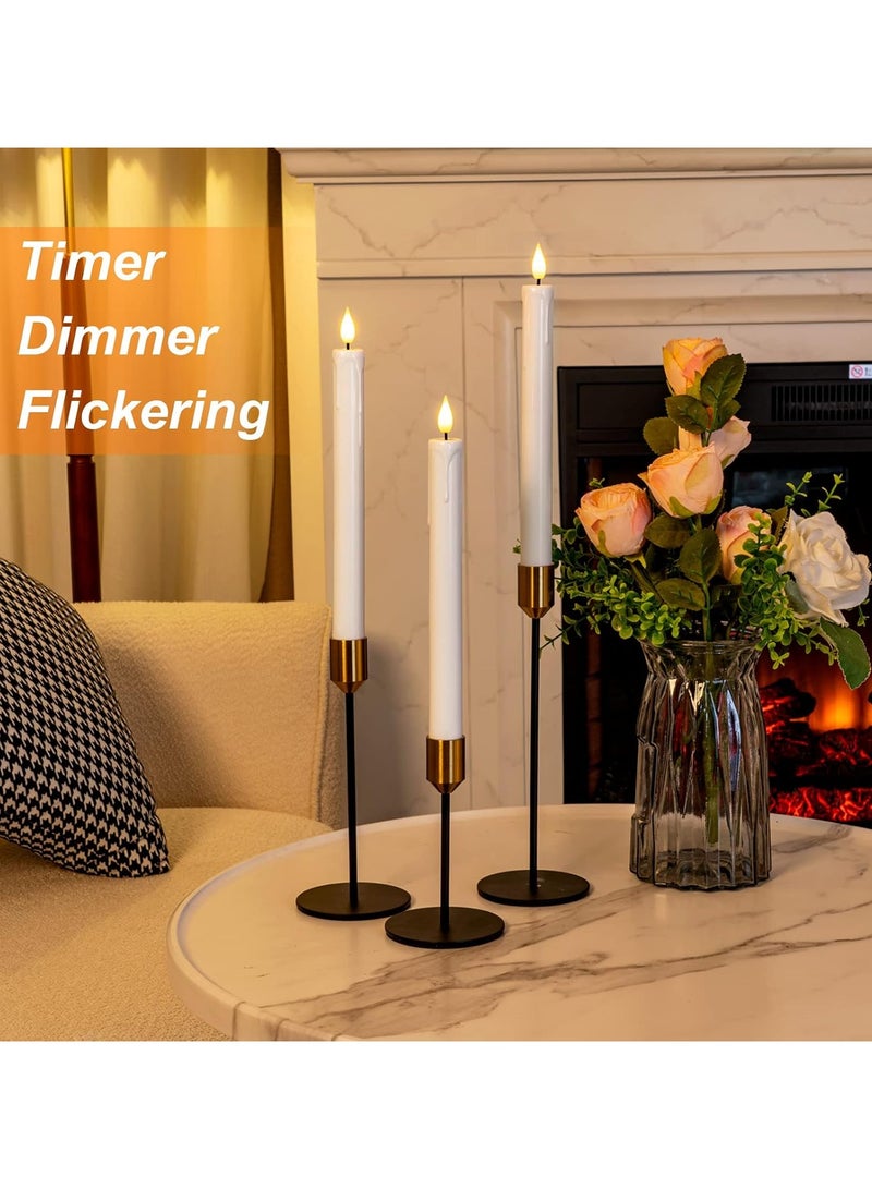6 Pcs Flickering Flameless Tear Melted Wax Shape Taper Candles with Remote, LED Fake Candles for Dinner Party Decoration  - Image 3