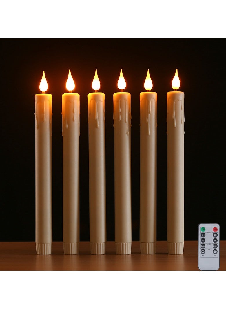 6 Pcs Flickering Flameless Tear Melted Wax Shape Taper Candles with Remote, LED Fake Candles for Dinner Party Decoration  - Image 5