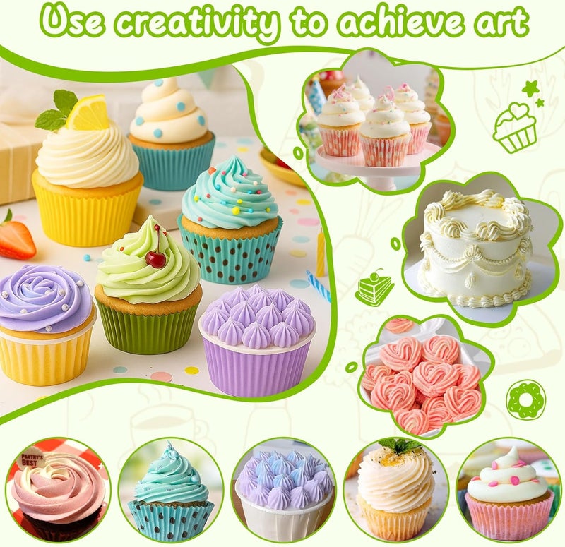 Suuker Large Piping Tips Set, Stainless Steel Frosting Piping Kit, 5 Pieces Pastry Cake Decorating Tips Baking Tools for Cookies Cupcake Decorating Kit (1A 1E 348 347 356) - Image 4