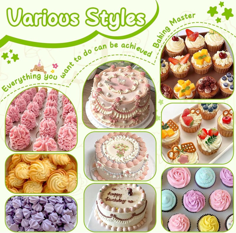 Suuker Large Piping Tips Set, Stainless Steel Frosting Piping Kit, 5 Pieces Pastry Cake Decorating Tips Baking Tools for Cookies Cupcake Decorating Kit (1A 1E 348 347 356) - Image 5