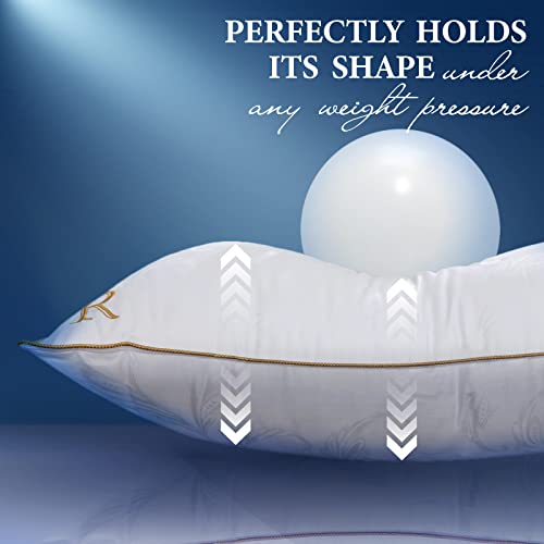 Royal Therapy Pillows Queen Size Set of 2 - Pillows, Side Sleeper Pillow - Adjustable Alternative Down Pillow, Bed Pillows, Sophisticated Design & Gold Piping - Image 2