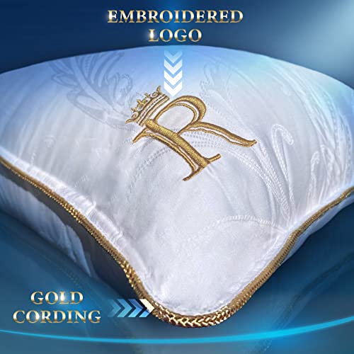Royal Therapy Pillows Queen Size Set of 2 - Pillows, Side Sleeper Pillow - Adjustable Alternative Down Pillow, Bed Pillows, Sophisticated Design & Gold Piping - Image 4