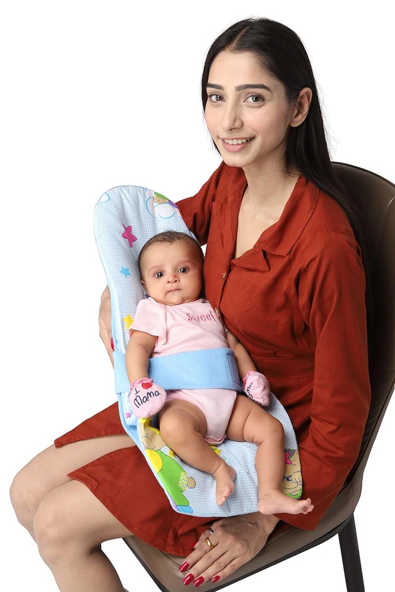 HOOPA وسادة تغذية HOOPA 2 في 1 باللون الأزرق السماوي | وسادة للرضاعة | حاملة للرضع | حاملة للمولود الجديد | وسادة للرضاعة | حاملة مائلة (باللون الأزرق السماوي) - Image 1