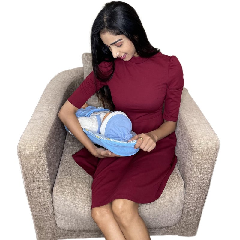 HOOPA وسادة تغذية HOOPA 2 في 1 باللون الأزرق السماوي | وسادة للرضاعة | حاملة للرضع | حاملة للمولود الجديد | وسادة للرضاعة | حاملة مائلة (باللون الأزرق السماوي) - Image 5