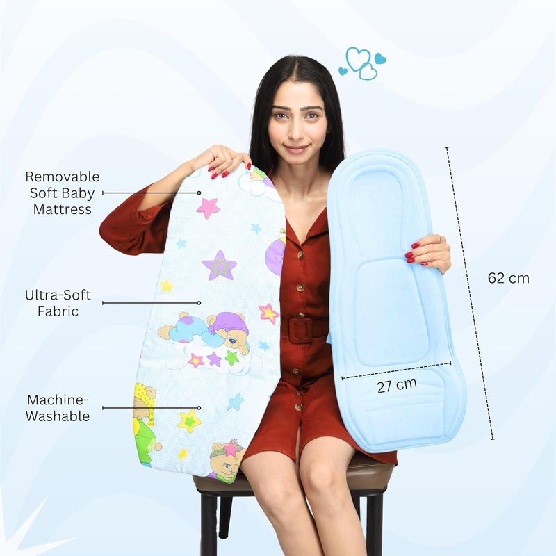 HOOPA وسادة تغذية HOOPA 2 في 1 باللون الأزرق السماوي | وسادة للرضاعة | حاملة للرضع | حاملة للمولود الجديد | وسادة للرضاعة | حاملة مائلة (باللون الأزرق السماوي) - Image 4