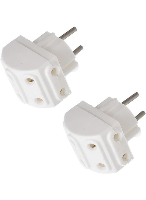 5-Way 2 Pin Multi-Plug Socket In White, Ideal For Domestic And Commercial Applications (2Pcs)