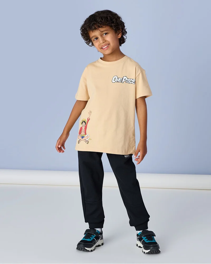 REDTAG Boys Beige Printed T-Shirt