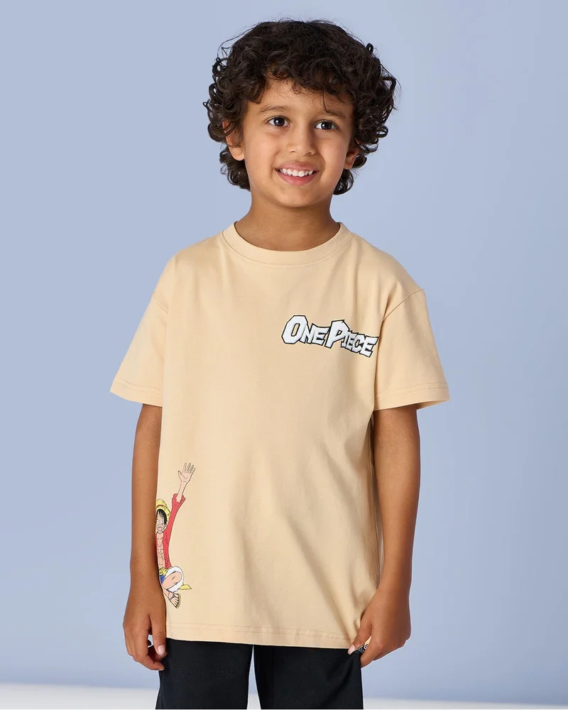 REDTAG Boys Beige Printed T-Shirt