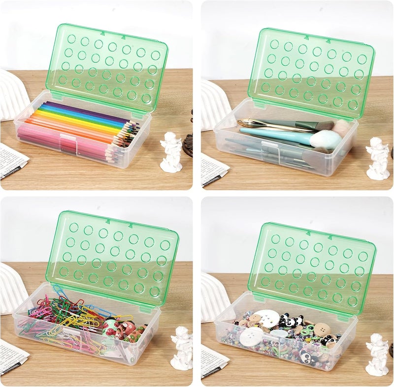 HUTUDD Plastic Pencil Box, Large Pencil Case, Clear Pencil Boxes with Snap-tight Lid, Hard Crayon Box Storage Marker Organizer Containers for Boys Girls Adults School Office Supplies (Clear Green) - Image 3
