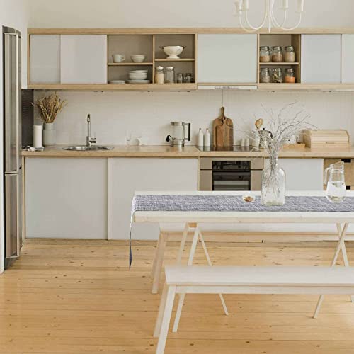 GIVERARE Table Runner, 12x72in Heat-Resistant Woven Vinyl Long Tabletop, Non-Slip Washable PVC Table Runners, Easy to Clean Premium Plastic Dresser Cover for Wedding, Decor, Home (Smoke Gray) - Image 5