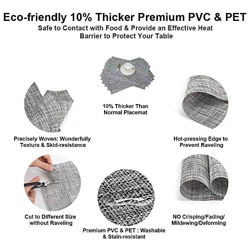 GIVERARE Table Runner, 12x72in Heat-Resistant Woven Vinyl Long Tabletop, Non-Slip Washable PVC Table Runners, Easy to Clean Premium Plastic Dresser Cover for Wedding, Decor, Home (Smoke Gray) - Image 3