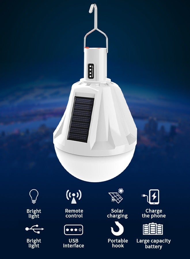 GROIC 1000LM ضوء تخييم شمسي مع فانوس LED USB، جهاز تحكم عن بعد مصباح خيمة محمول مع خطاف تعليق، 4 أوضاع عرض للطاقة للطوارئ، الأعاصير، الهواء الطلق، انقطاع التيار الكهربائي، المشي في الطبيعة - Image 2