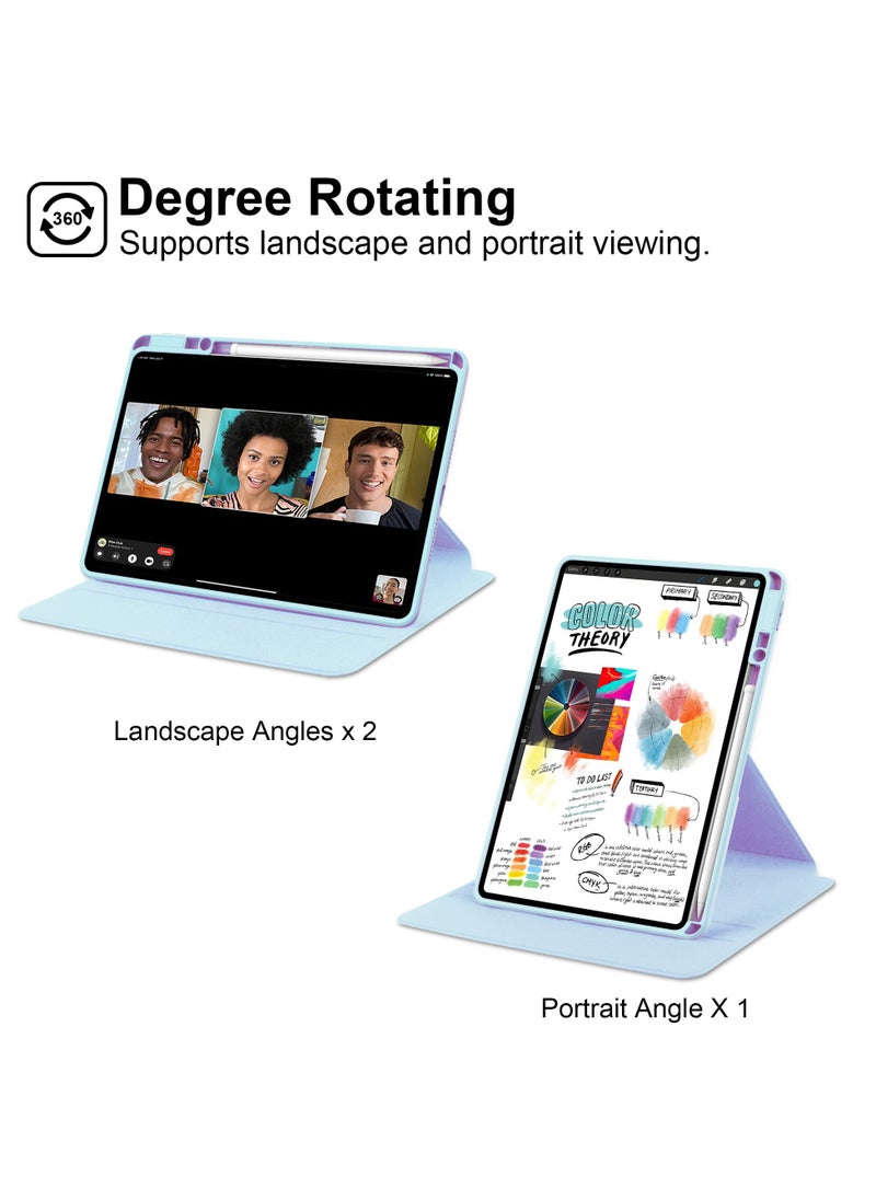 Generic - Rotating Case Compatible with Huawei Matepad Pro 13.2 Inch, 360 Degree Rotating Stand Cover, Multi-Angle Viewing Folio Cover with Pencil Blue - Image 1