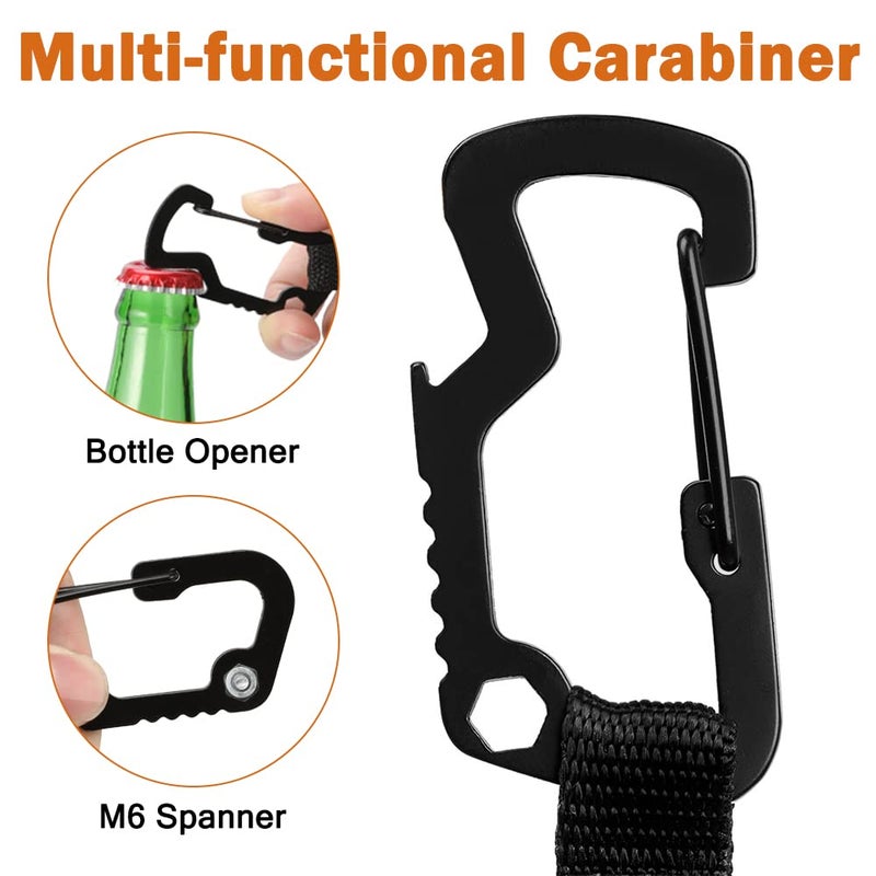 MNGARISTA 2 Pack Retractable Keychain, Multitool Carabiner Badge Holder, 8oz Retraction, Heavy Duty Badge Reel, Retractable Key Chain with Steel Cable and Key Ring, Black - Image 3