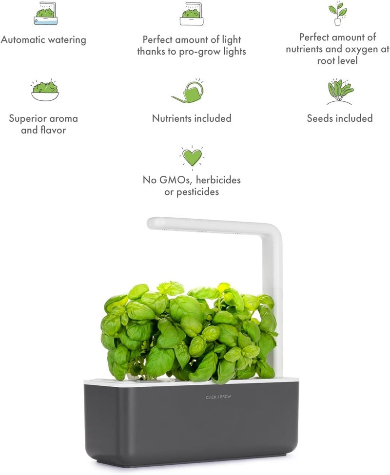 CLICK AND GROW Click & Grow Indoor Herb Garden Kit with Grow Light, Grey, Plastic  - Image 2