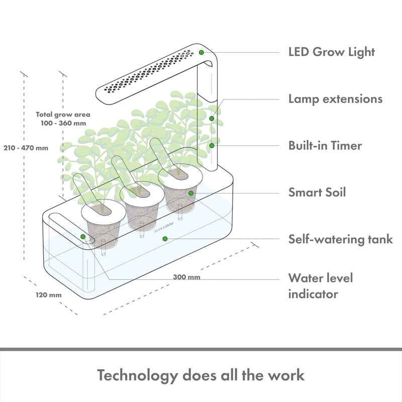 CLICK AND GROW Click & Grow Indoor Herb Garden Kit with Grow Light, Grey, Plastic  - Image 3