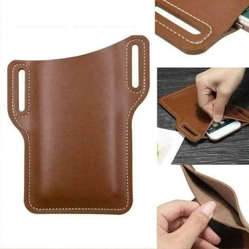 klarako Universal Leather Case Waist, Leather Phone Holster with Belt Lklarako, Outdoor Portable Mobile Phone Case Waist Bag, Suitable for Most Cell Phones Length of 5.8-6.5in (Blue) - Image 2