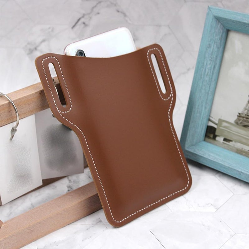 klarako Universal Leather Case Waist, Leather Phone Holster with Belt Lklarako, Outdoor Portable Mobile Phone Case Waist Bag, Suitable for Most Cell Phones Length of 5.8-6.5in (Blue) - Image 5