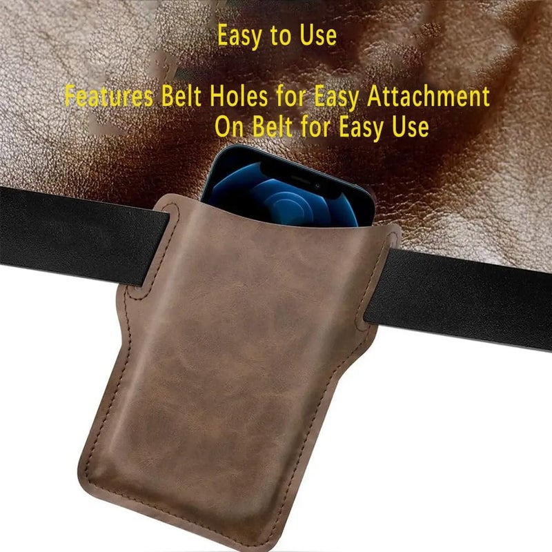 klarako Universal Leather Case Waist, Leather Phone Holster with Belt Lklarako, Outdoor Portable Mobile Phone Case Waist Bag, Suitable for Most Cell Phones Length of 5.8-6.5in (Blue) - Image 3