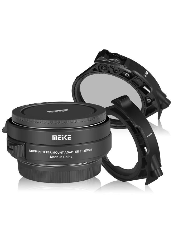 Meike محول عدسة تركيبي MK-EFTM-C مع فلتر داخلي للتركيز التلقائي لكاميرات كانون EF/EF-S إلى كاميرات EOS M مع فلتر ND متغير وفلتر UV لكاميرات EOS M M2 M3 M5 M6 M10 M50 M100 M200 - Image 1