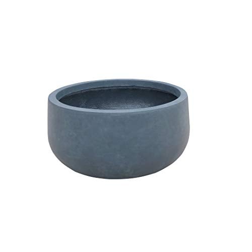 Kante 19.6" Dia Round Concrete Planter, Cement Plant Pots with Drainage Hole and Rubber Plug for Outdoor Indoor Garden Home, Modern Curvaceous Design, Charcoal - Image 3