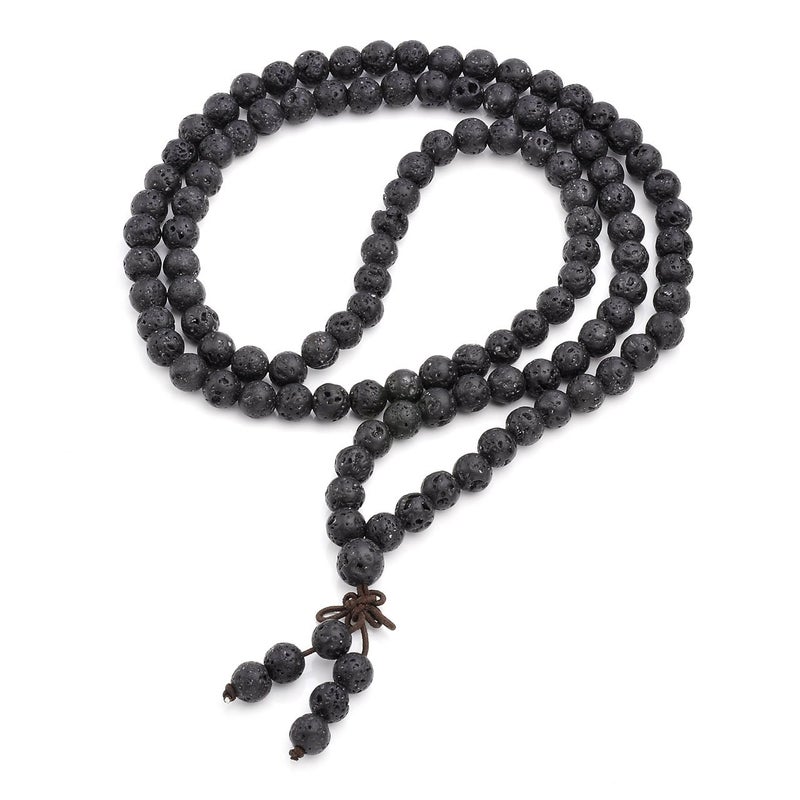 Jovivi 8mm Natural Lava Rock Stone Healing Gemstone 108 Prayer Beads Mala Bracelet Necklace Mother's Day Gift - Image 4