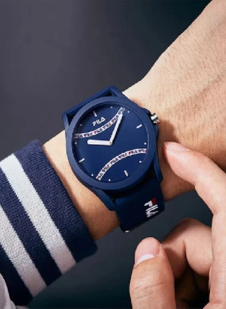 FILA Fila Style Unisex Analog Watch ABS Case Blue Silicone Strap, 38-864-001, size 43mm