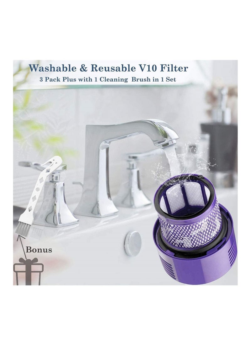Y&D - Replacement Filters, SYOSI V10 Filters for Dyson Cyclone Series, Replace Part No. 969082-01, 3 Pack and 1 Clean Brush - Image 1