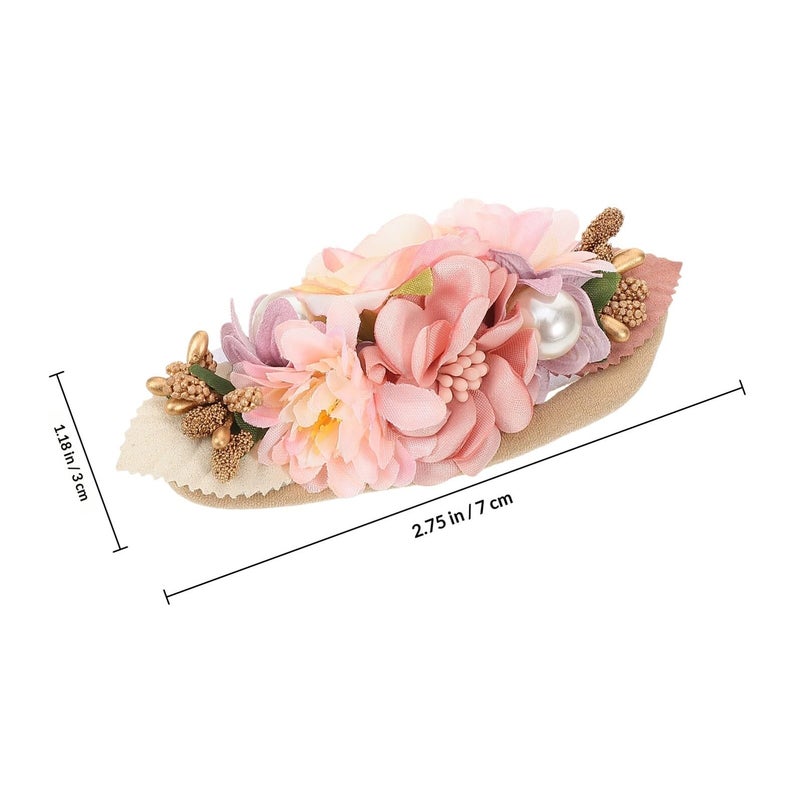 2PCS Newborn Floral Headband Soft Elastic Headdress Headwrap Set For Photography - Image 3