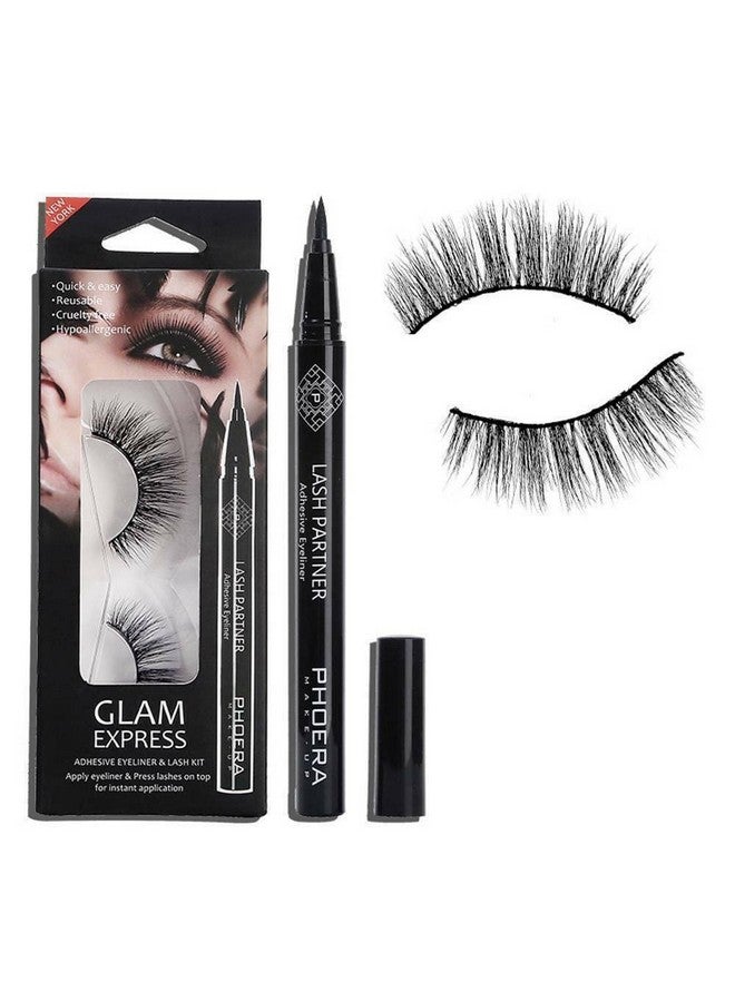 Phoera Aquapurity Phoera 9D Synthetic Mink Lashes & Adhesive Eyeliner Kit Reusable Upto 30 Times Selfadhesive Magic Eyeliner Pen With Waterproof No Glue Needed Lashes Set (New York) - Image 1