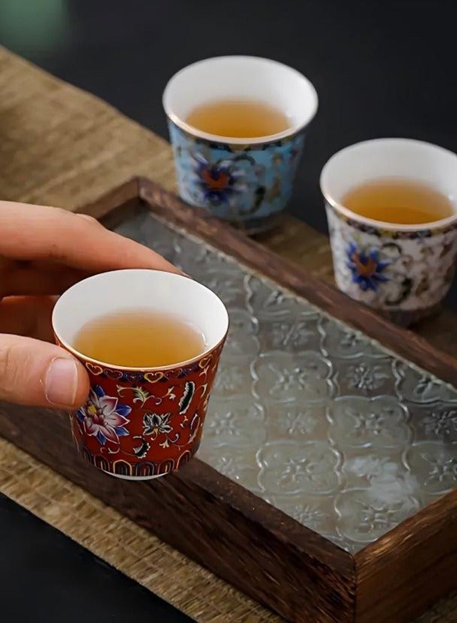 6 PCS Ceramic Tea Cup Set with Gift Box, Oriental Floral Ceramic Cup, Enamel Porcelain Coffee Cup Set, Flowers Teacup,  Ancient Style Tea Cup for Arabic Tea and Espresso, Perfect for Everyday Use, Work, Meetings and Family Gatherings - Image 5