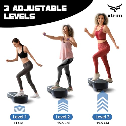 XTRIM Aerobic Stepper for Exercise at Home, Support 250kg, Exercise Equipment for Home, Cardio Equipments for Home, 2 Height Adjustment, Anti-Skid Rubber Pads & Slip-Resistant Platform (Black & Red) - Image 3