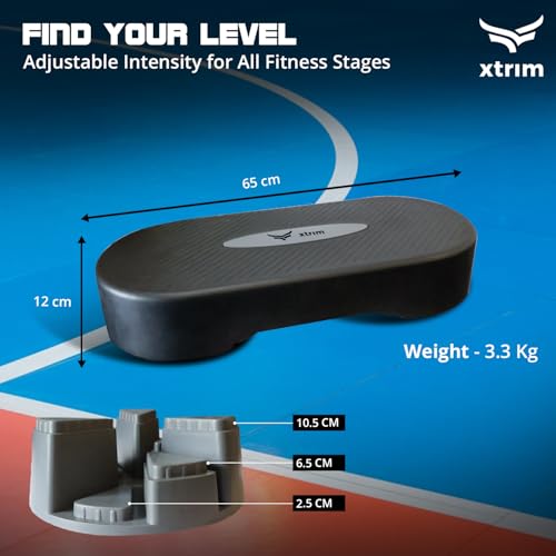 XTRIM Aerobic Stepper for Exercise at Home, Support 250kg, Exercise Equipment for Home, Cardio Equipments for Home, 2 Height Adjustment, Anti-Skid Rubber Pads & Slip-Resistant Platform (Black & Red) - Image 5