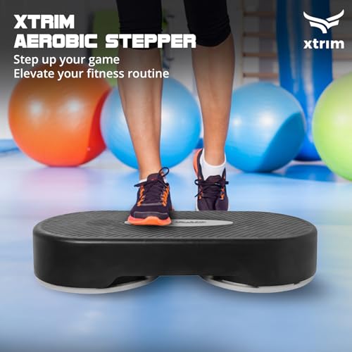 XTRIM Aerobic Stepper for Exercise at Home, Support 250kg, Exercise Equipment for Home, Cardio Equipments for Home, 2 Height Adjustment, Anti-Skid Rubber Pads & Slip-Resistant Platform (Black & Red) - Image 2