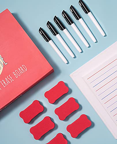 GAMENOTE White Board Dry Erase, Small Magnetic Lined White Board Set, Double Sided Magnet Ruled Lap Boards Whiteboard for Kids and Student Learning Homeschool Classroom, 9x12 Inches (Pack of 6) - Image 3