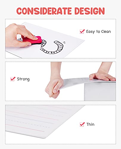 GAMENOTE White Board Dry Erase, Small Magnetic Lined White Board Set, Double Sided Magnet Ruled Lap Boards Whiteboard for Kids and Student Learning Homeschool Classroom, 9x12 Inches (Pack of 6) - Image 4